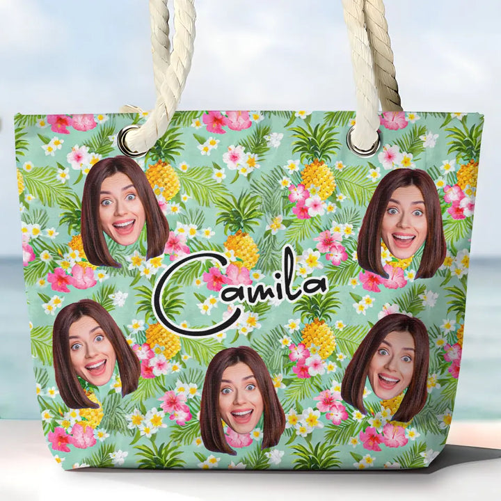Happy Summer - Personalized Custom Beach Bag - Vacation Gift, Summer Gift For Family Members
