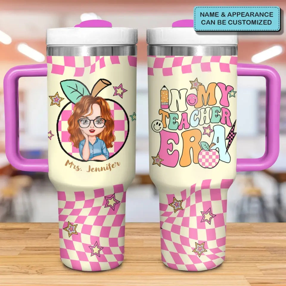 No. 1 Teacher Era - Personalized Custom Tumbler With Handle - Appreciation Gift For Teacher