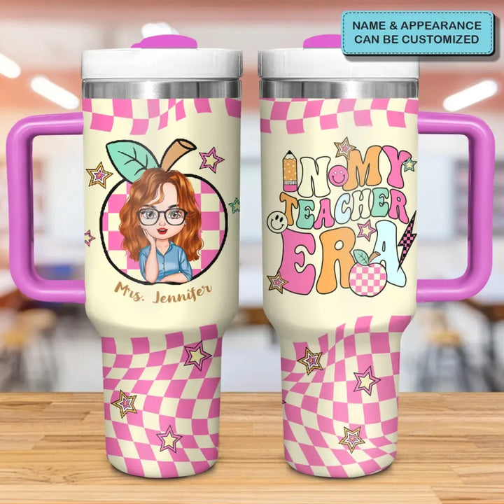 No. 1 Teacher Era - Personalized Custom Tumbler With Handle - Appreciation Gift For Teacher