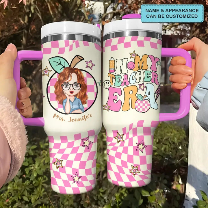 No. 1 Teacher Era - Personalized Custom Tumbler With Handle - Appreciation Gift For Teacher