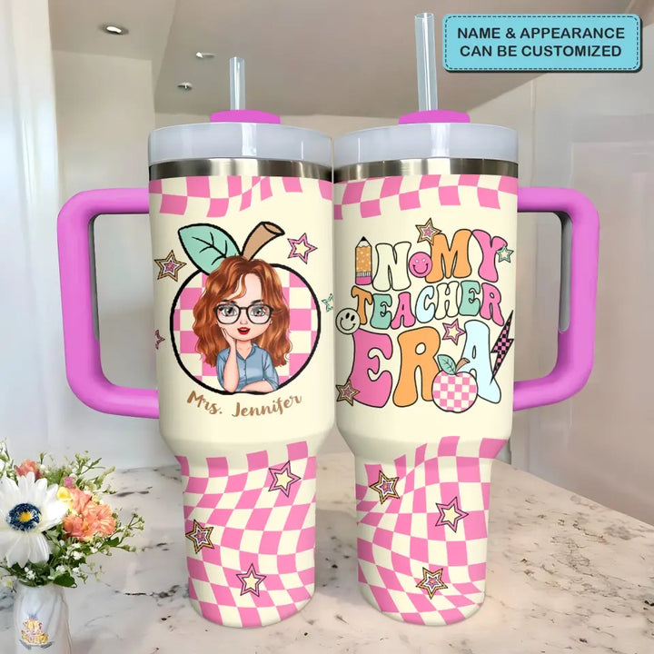 No. 1 Teacher Era - Personalized Custom Tumbler With Handle - Appreciation Gift For Teacher