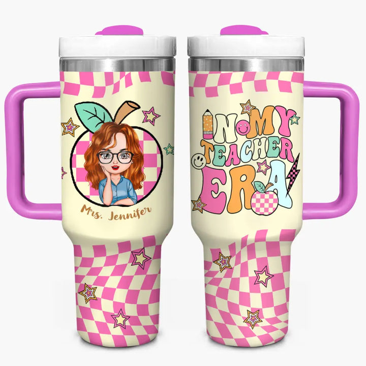 No. 1 Teacher Era - Personalized Custom Tumbler With Handle - Appreciation Gift For Teacher
