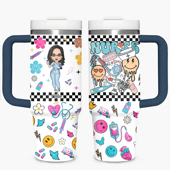 Love Nurse Life - Personalized Custom Tumbler With Handle - Nurse's Day, Appreciation Gift For Nurse