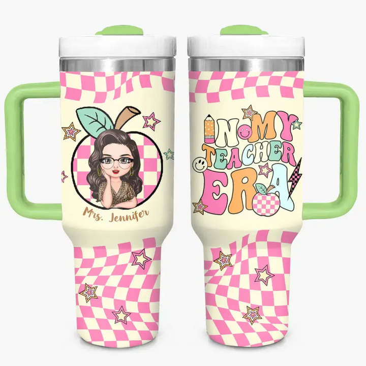 No. 1 Teacher Era - Personalized Custom Tumbler With Handle - Appreciation Gift For Teacher