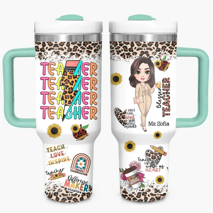 Blessed Teacher - Personalized Custom Tumbler With Handle - Teacher's Day, Appreciation Gift For Teacher