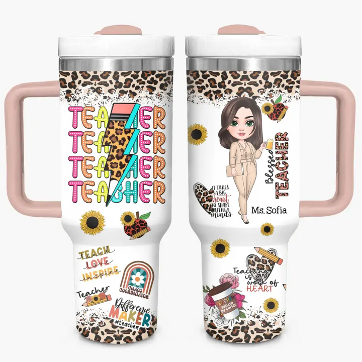 Blessed Teacher - Personalized Custom Tumbler With Handle - Teacher's Day, Appreciation Gift For Teacher