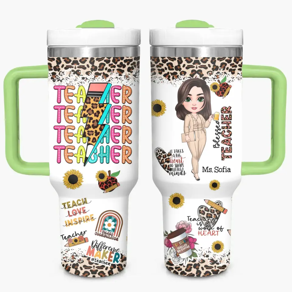 Blessed Teacher - Personalized Custom Tumbler With Handle - Teacher's Day, Appreciation Gift For Teacher