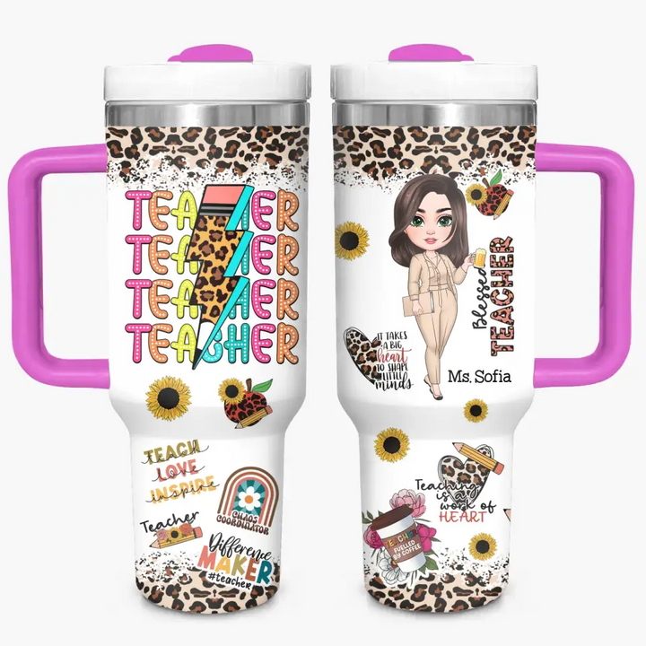 Blessed Teacher - Personalized Custom Tumbler With Handle - Teacher's Day, Appreciation Gift For Teacher