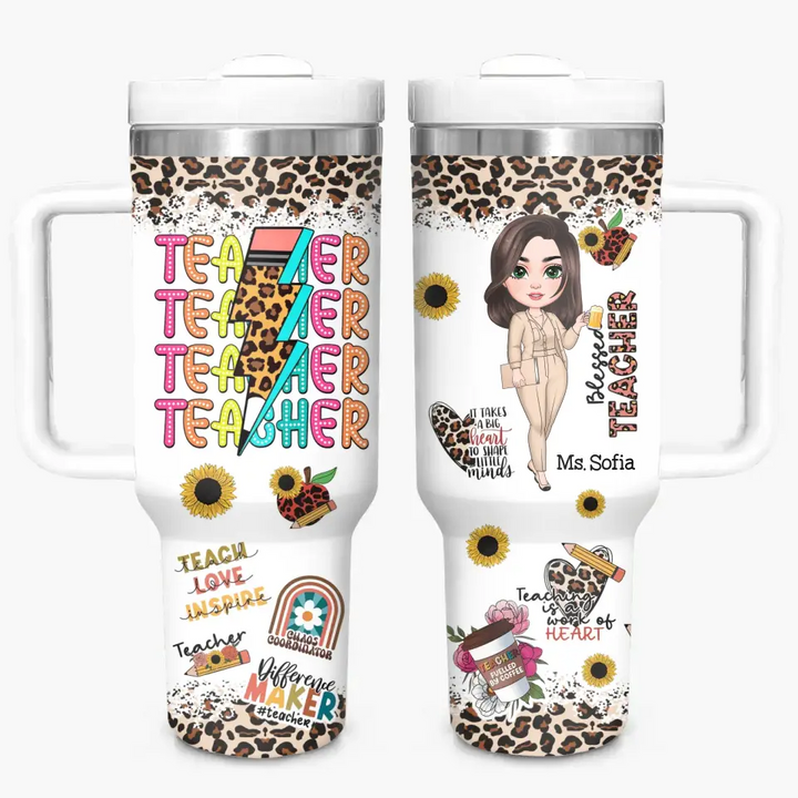 Blessed Teacher - Personalized Custom Tumbler With Handle - Teacher's Day, Appreciation Gift For Teacher