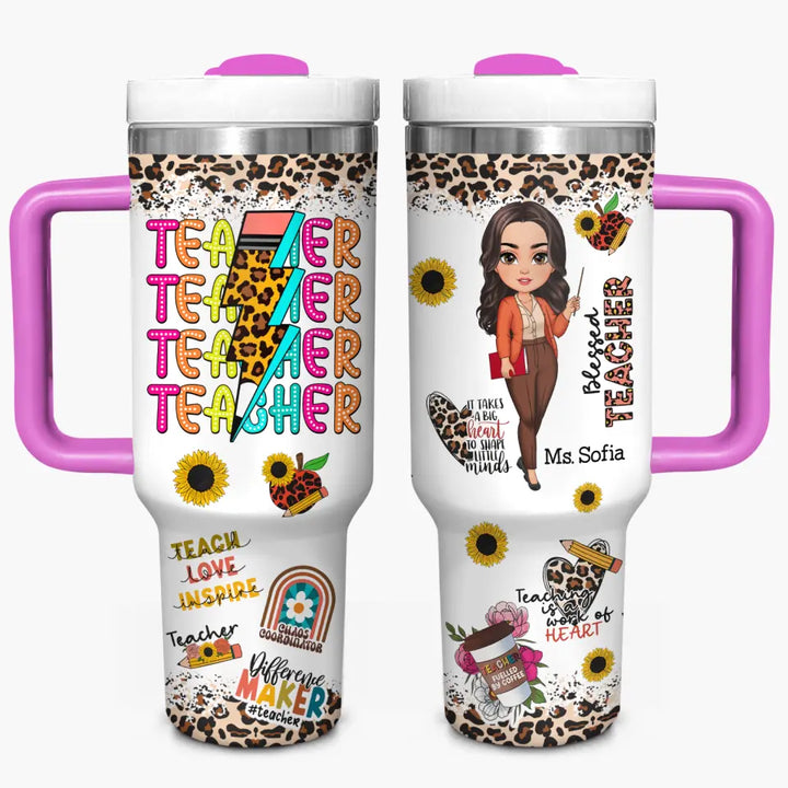 Blessed Teacher - Personalized Custom Tumbler With Handle - Teacher's Day, Appreciation Gift For Teacher