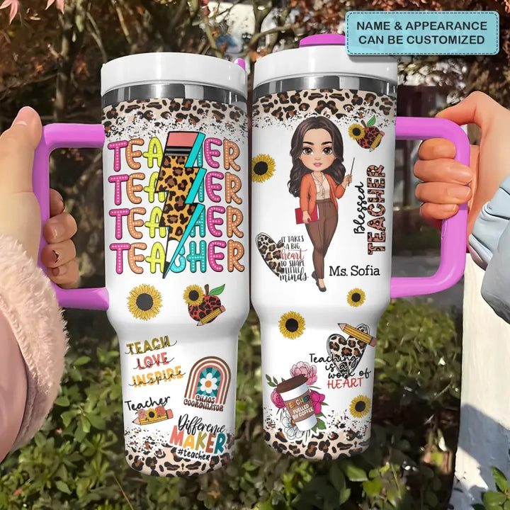 Blessed Teacher - Personalized Custom Tumbler With Handle - Teacher's Day, Appreciation Gift For Teacher