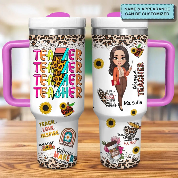 Blessed Teacher - Personalized Custom Tumbler With Handle - Teacher's Day, Appreciation Gift For Teacher