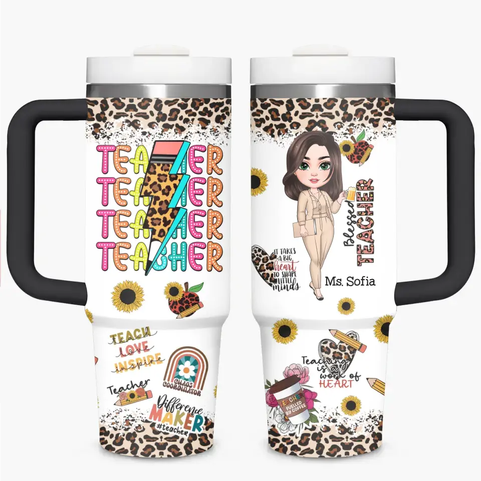Blessed Teacher - Personalized Custom Tumbler With Handle - Teacher's Day, Appreciation Gift For Teacher