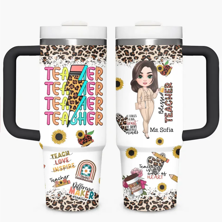 Blessed Teacher - Personalized Custom Tumbler With Handle - Teacher's Day, Appreciation Gift For Teacher