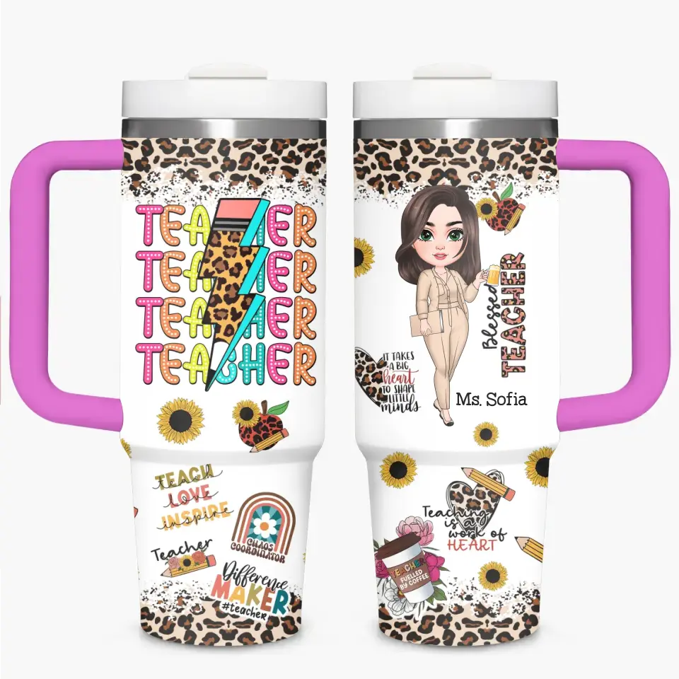 Blessed Teacher - Personalized Custom Tumbler With Handle - Teacher's Day, Appreciation Gift For Teacher