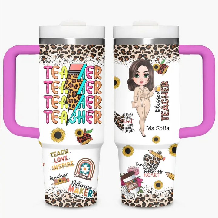 Blessed Teacher - Personalized Custom Tumbler With Handle - Teacher's Day, Appreciation Gift For Teacher