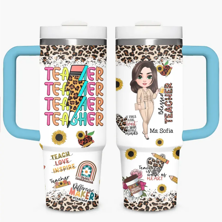 Blessed Teacher - Personalized Custom Tumbler With Handle - Teacher's Day, Appreciation Gift For Teacher