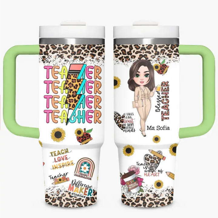 Blessed Teacher - Personalized Custom Tumbler With Handle - Teacher's Day, Appreciation Gift For Teacher