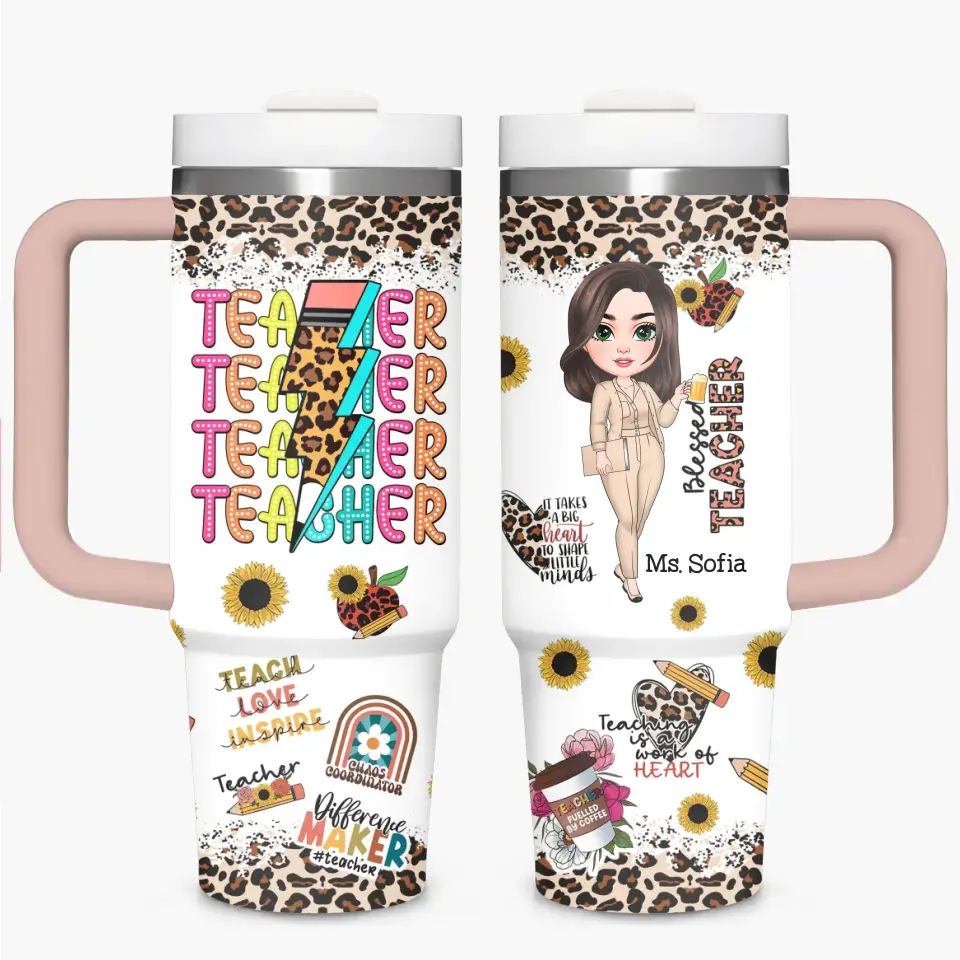 Blessed Teacher - Personalized Custom Tumbler With Handle - Teacher's Day, Appreciation Gift For Teacher