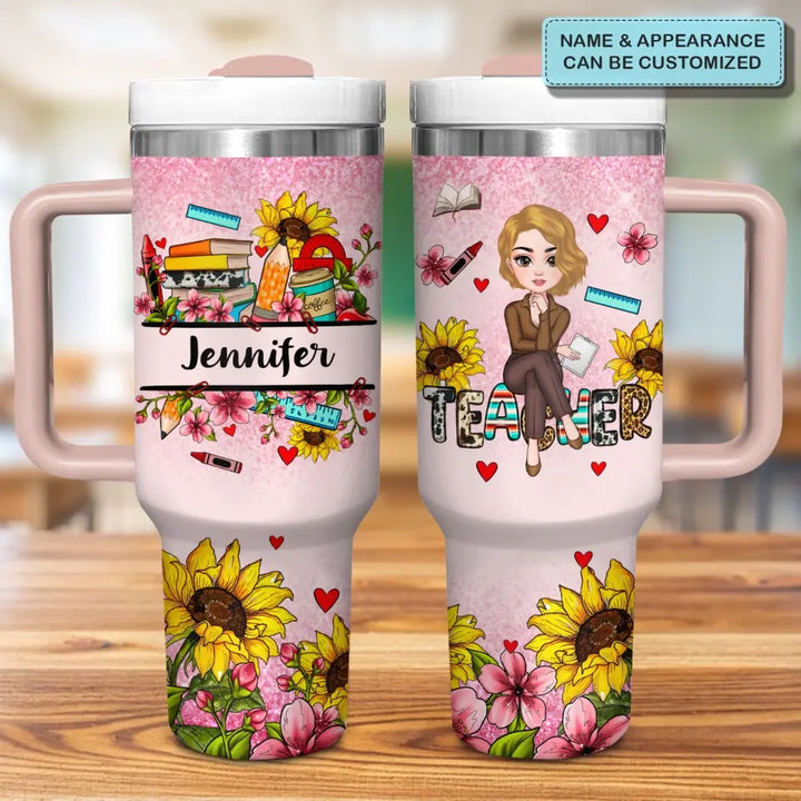 Garden of Learning - Personalized Custom Tumbler With Handle - Teacher's Day, Appreciation Gift For Teacher