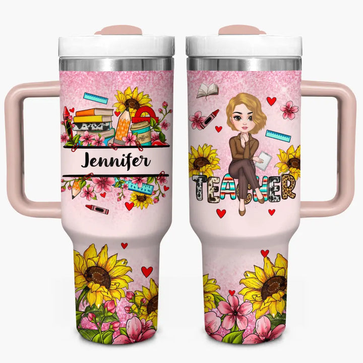 Garden of Learning - Personalized Custom Tumbler With Handle - Teacher's Day, Appreciation Gift For Teacher