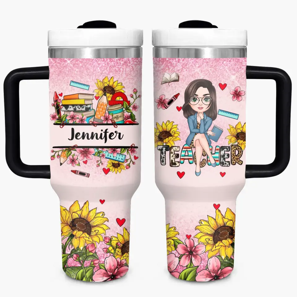 Garden of Learning - Personalized Custom Tumbler With Handle - Teacher's Day, Appreciation Gift For Teacher