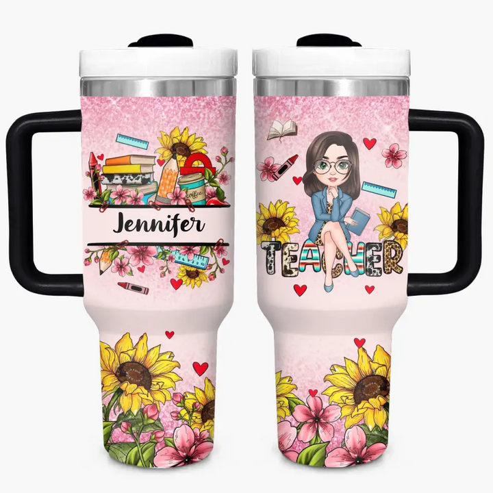 Garden of Learning - Personalized Custom Tumbler With Handle - Teacher's Day, Appreciation Gift For Teacher