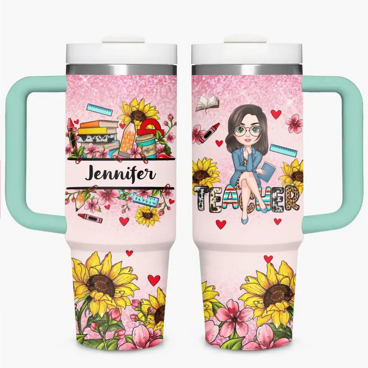 Garden of Learning - Personalized Custom Tumbler With Handle - Teacher's Day, Appreciation Gift For Teacher
