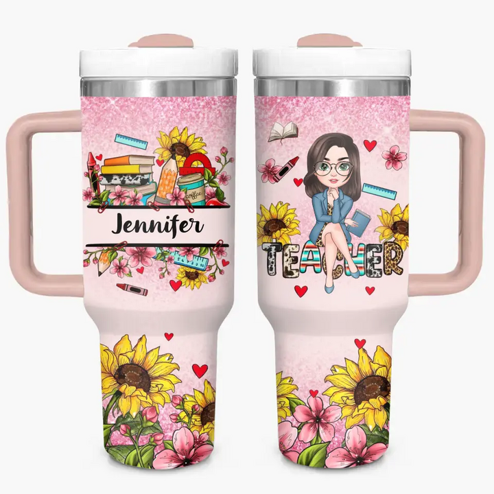Garden of Learning - Personalized Custom Tumbler With Handle - Teacher's Day, Appreciation Gift For Teacher