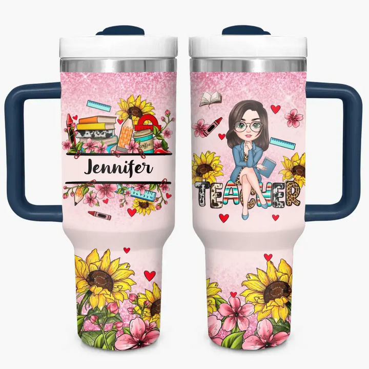 Garden of Learning - Personalized Custom Tumbler With Handle - Teacher's Day, Appreciation Gift For Teacher