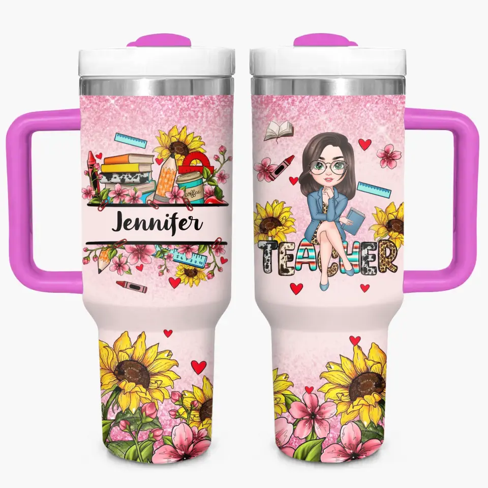Garden of Learning - Personalized Custom Tumbler With Handle - Teacher's Day, Appreciation Gift For Teacher
