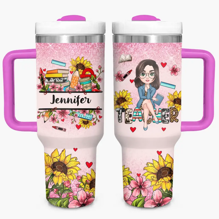 Garden of Learning - Personalized Custom Tumbler With Handle - Teacher's Day, Appreciation Gift For Teacher