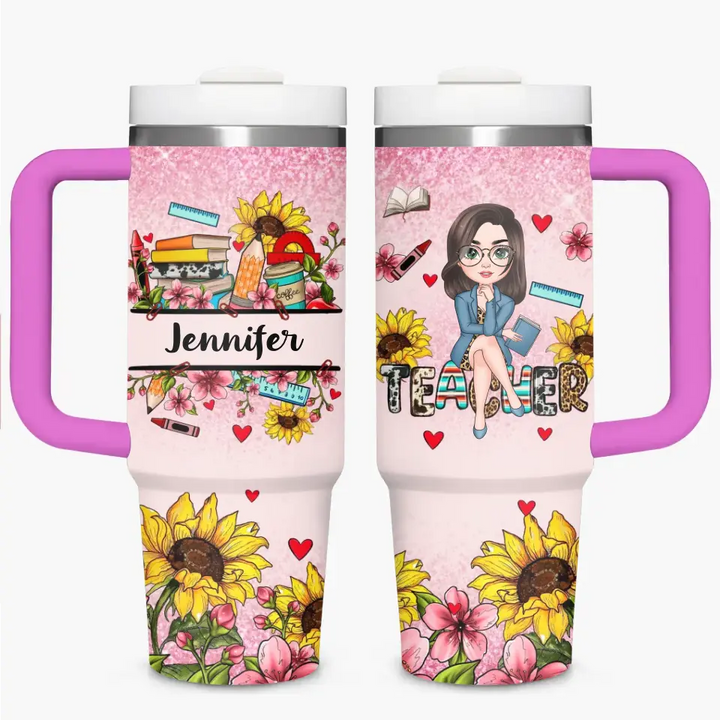 Garden of Learning - Personalized Custom Tumbler With Handle - Teacher's Day, Appreciation Gift For Teacher