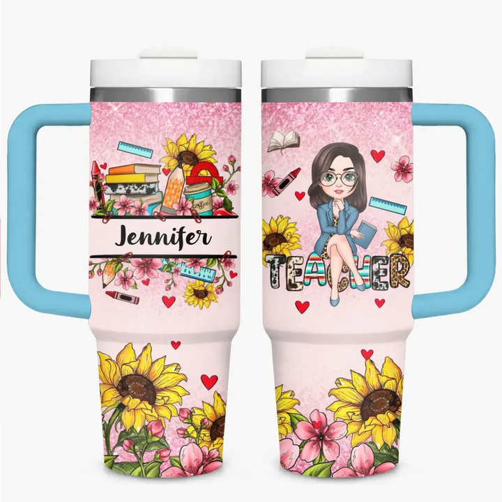Garden of Learning - Personalized Custom Tumbler With Handle - Teacher's Day, Appreciation Gift For Teacher