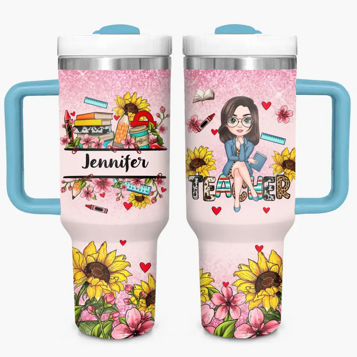 Garden of Learning - Personalized Custom Tumbler With Handle - Teacher's Day, Appreciation Gift For Teacher