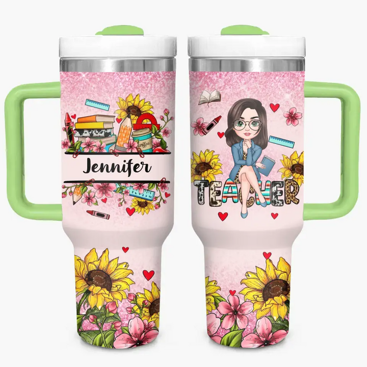 Garden of Learning - Personalized Custom Tumbler With Handle - Teacher's Day, Appreciation Gift For Teacher