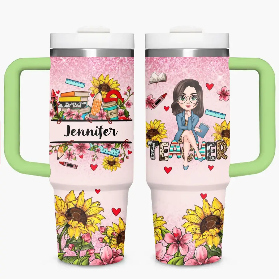 Garden of Learning - Personalized Custom Tumbler With Handle - Teacher's Day, Appreciation Gift For Teacher