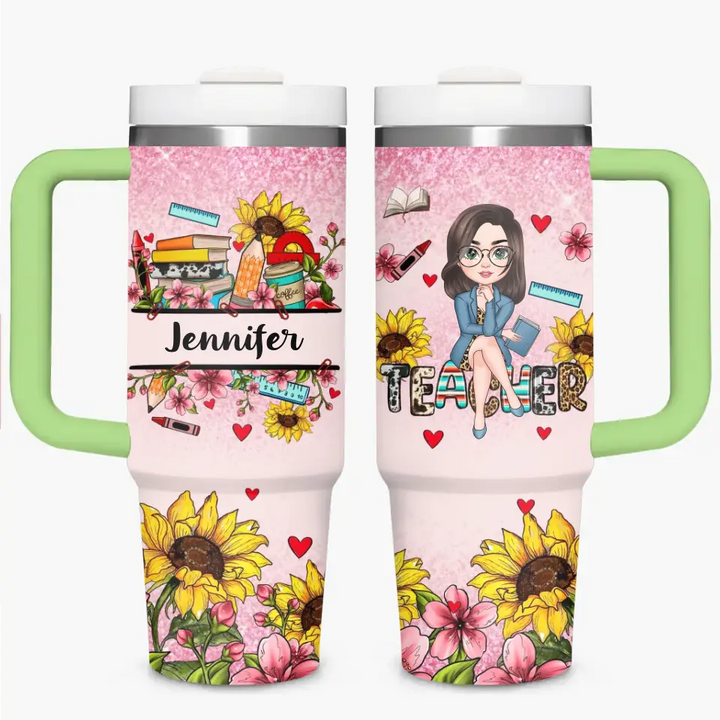 Garden of Learning - Personalized Custom Tumbler With Handle - Teacher's Day, Appreciation Gift For Teacher