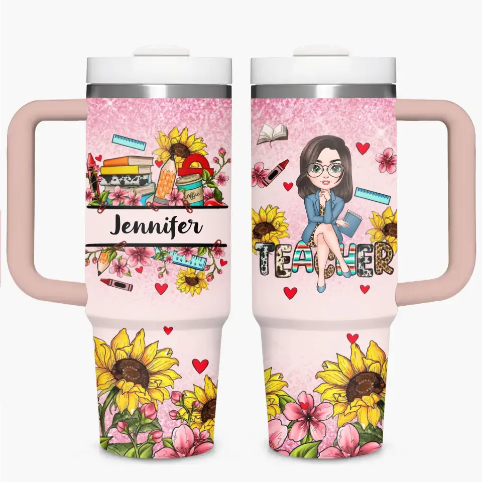Garden of Learning - Personalized Custom Tumbler With Handle - Teacher's Day, Appreciation Gift For Teacher