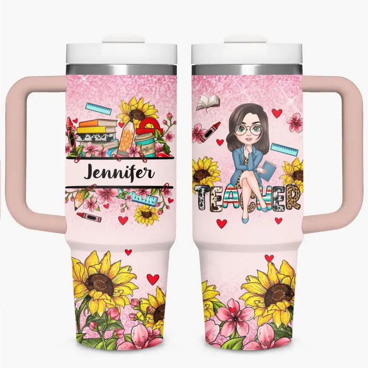 Garden of Learning - Personalized Custom Tumbler With Handle - Teacher's Day, Appreciation Gift For Teacher