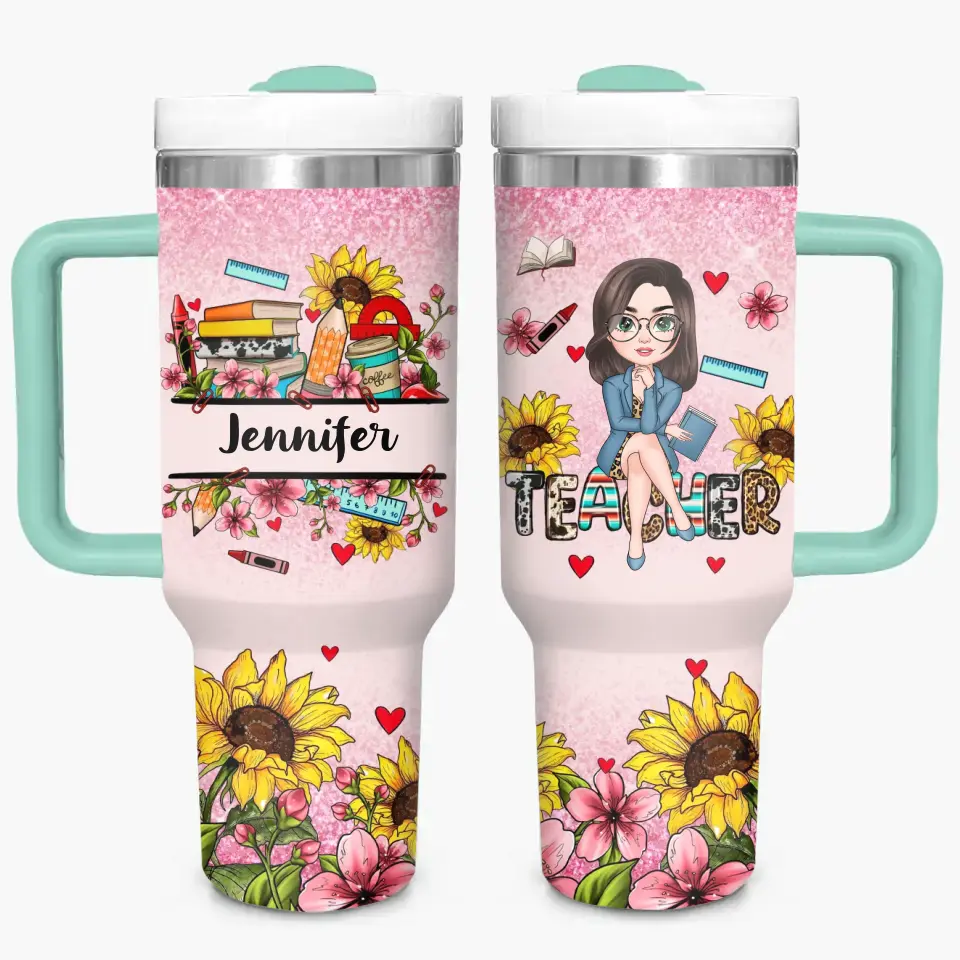 Garden of Learning - Personalized Custom Tumbler With Handle - Teacher's Day, Appreciation Gift For Teacher