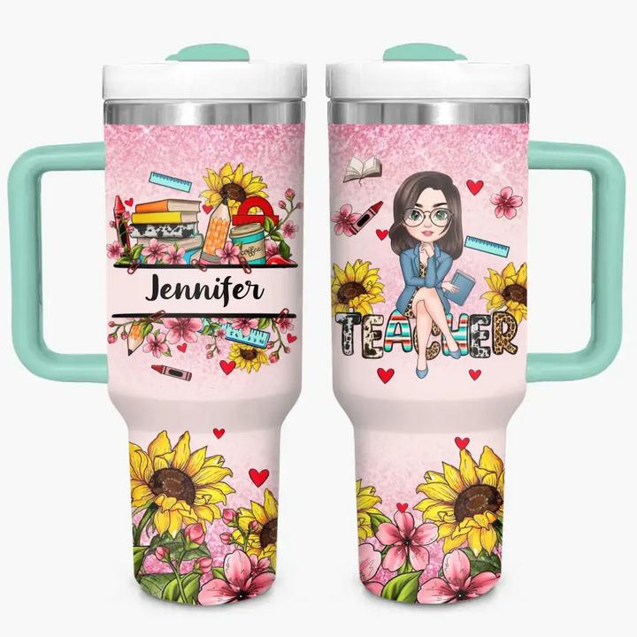 Garden of Learning - Personalized Custom Tumbler With Handle - Teacher's Day, Appreciation Gift For Teacher