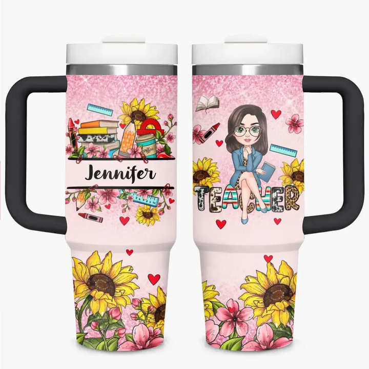 Garden of Learning - Personalized Custom Tumbler With Handle - Teacher's Day, Appreciation Gift For Teacher