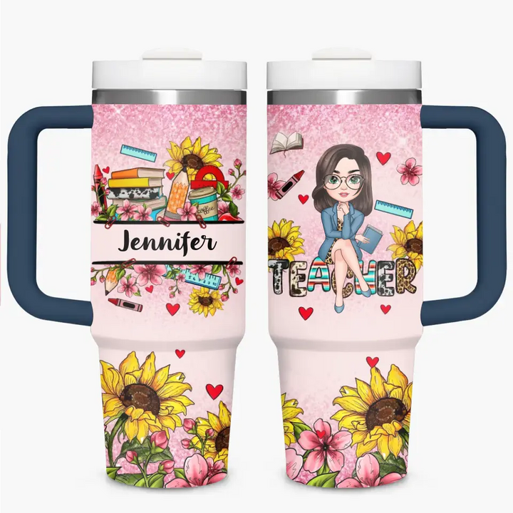 Garden of Learning - Personalized Custom Tumbler With Handle - Teacher's Day, Appreciation Gift For Teacher