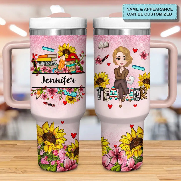 Garden of Learning - Personalized Custom Tumbler With Handle - Teacher's Day, Appreciation Gift For Teacher