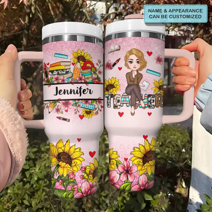 Garden of Learning - Personalized Custom Tumbler With Handle - Teacher's Day, Appreciation Gift For Teacher