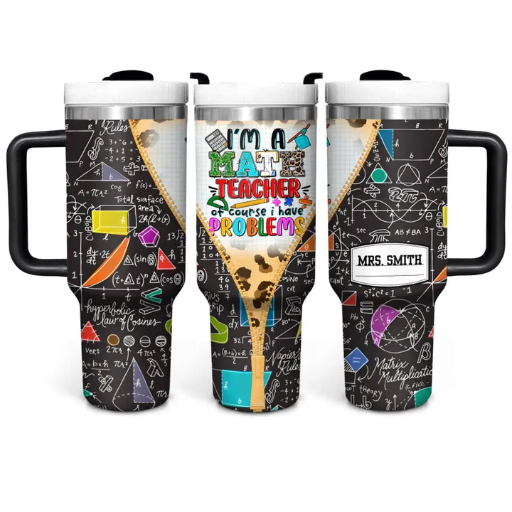 Problem Solver’s Tumbler - Personalized Tumbler With Handle - Gift for Math Teacher