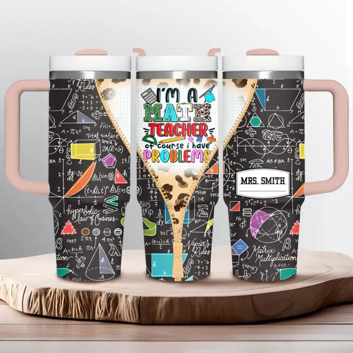 Problem Solver’s Tumbler - Personalized Tumbler With Handle - Gift for Math Teacher