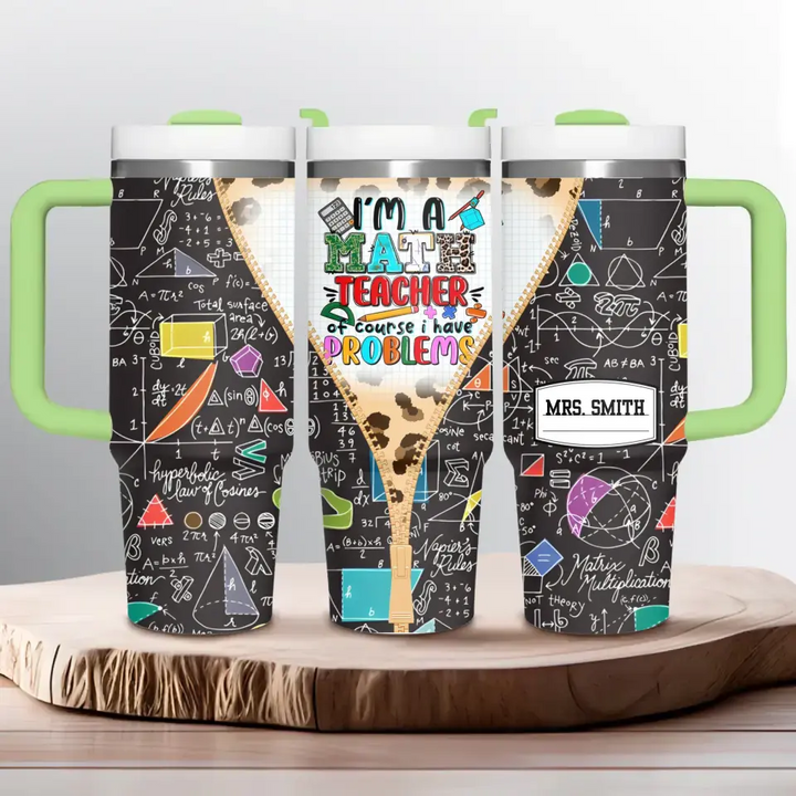 Problem Solver’s Tumbler - Personalized Tumbler With Handle - Gift for Math Teacher