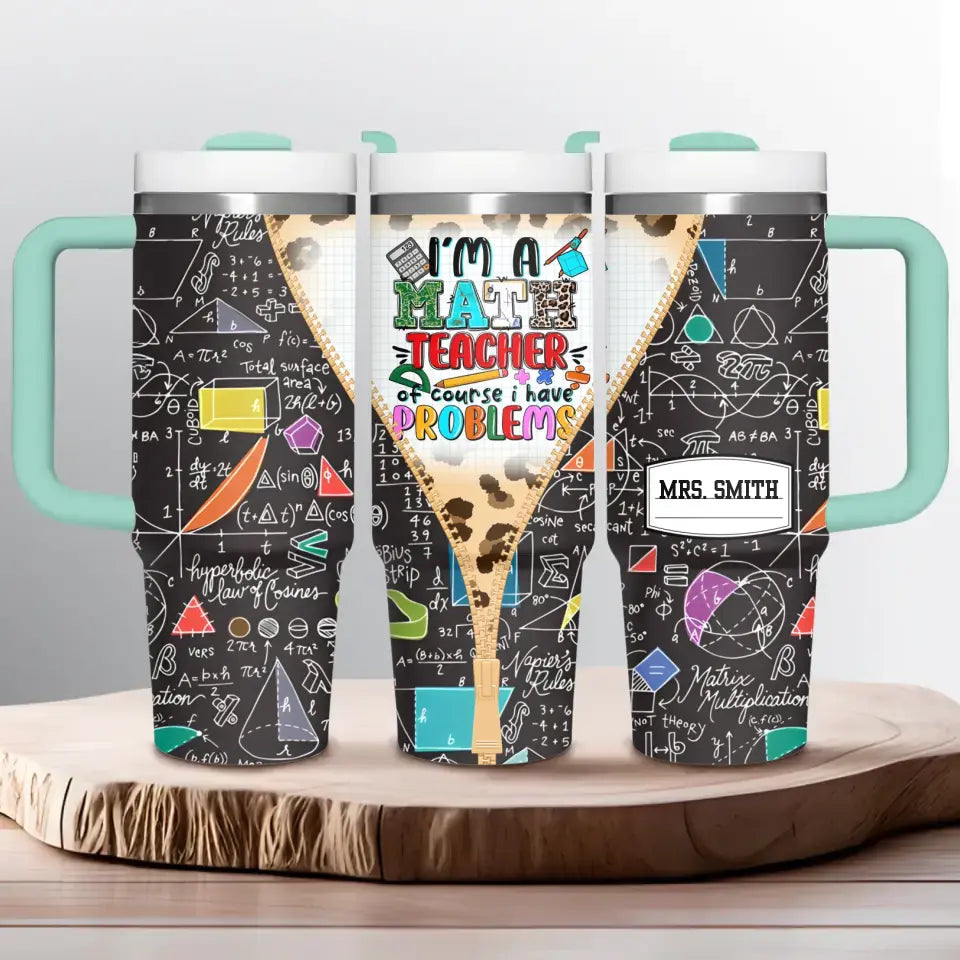 Problem Solver’s Tumbler - Personalized Tumbler With Handle - Gift for Math Teacher